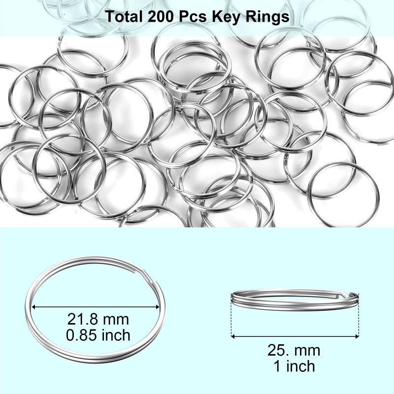 DSUWAZU 200PCS Split Key Rings Bulk for Keychain and Crafts keychain rings (Silver 25mm) - Image 2